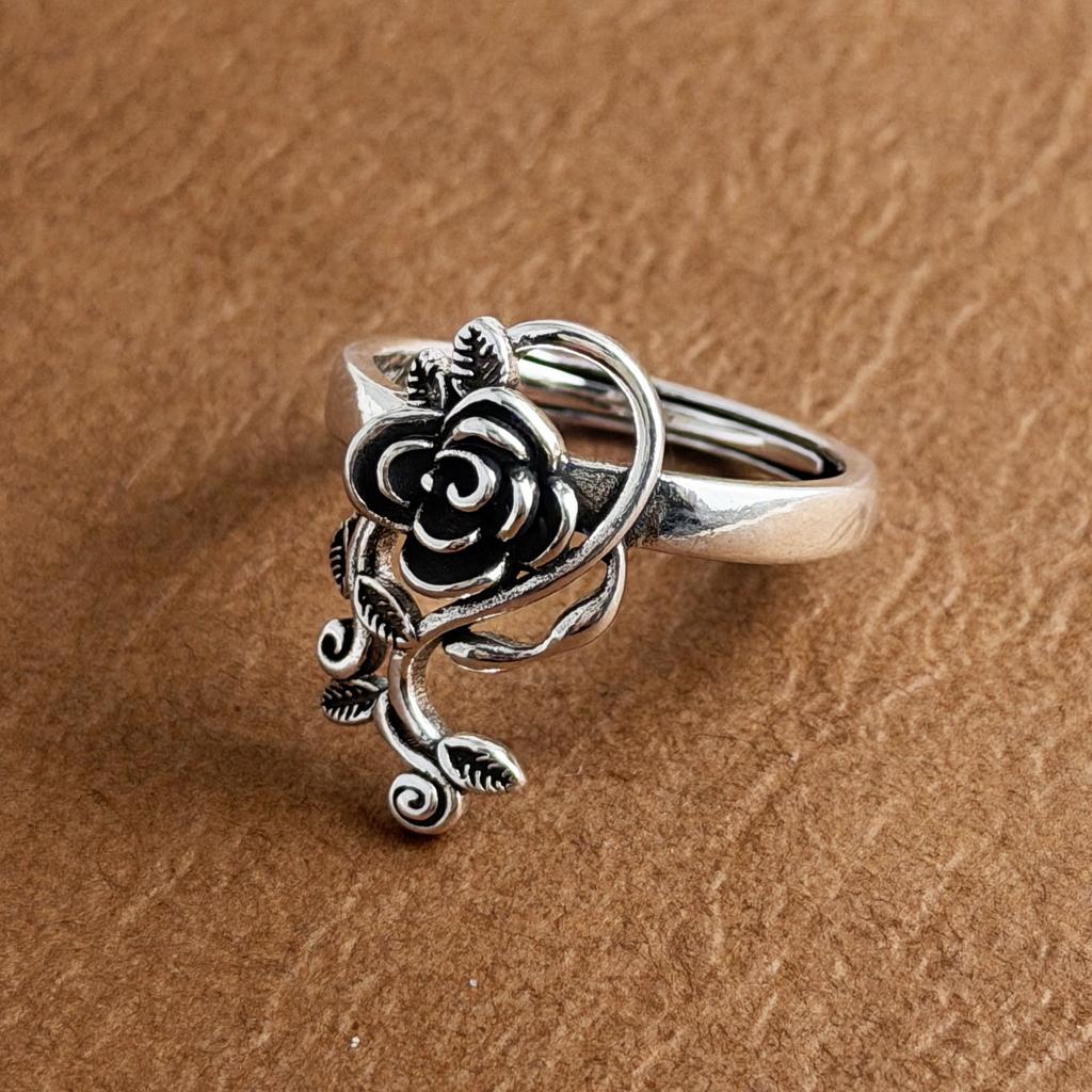 Xiaomi BF CLUB 925 Sterling Silver Ring For Women Jewelry Heart Chain Retro Open Vintage Handmade Ring Allergy For Party Birthday Gift