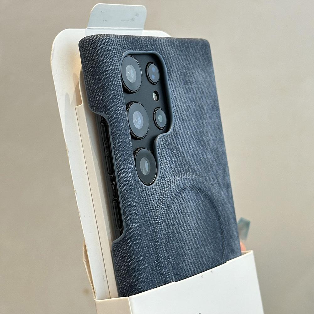 For Denim Jeans Hard PC Phone Case For Samsung Galaxy S26 S2 S24 S23 Ultra Magnetic Shockproof Frameless Cooling Cover