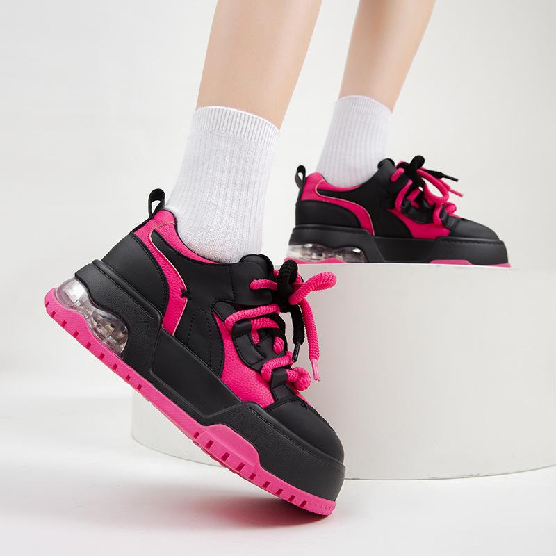 Bread Shoes Women's Spring New Board Shoes Platform-soled Casual Versatile Heightening Shoes Breathable Leather Sports Little White Shoes Women's Shoe