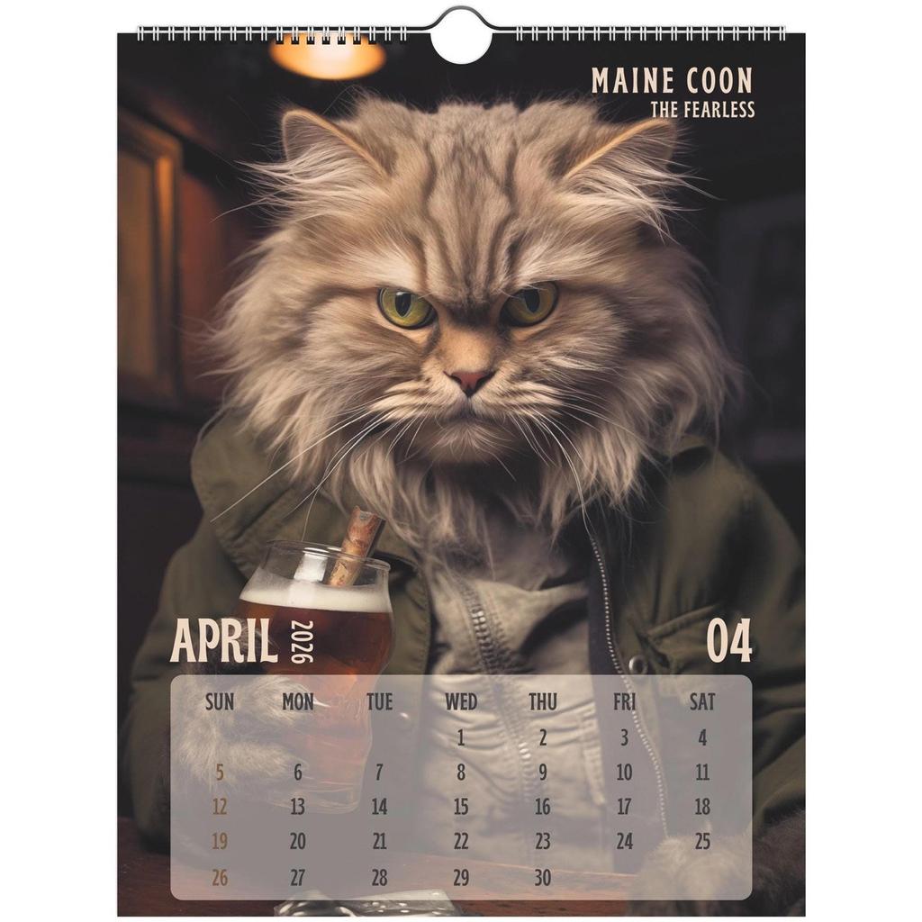 Badass Cats Wall Calendar 2026, Funny CatCalendar With 12 Hilarious Photos, Humor Wall Calendar For Home Or Decor