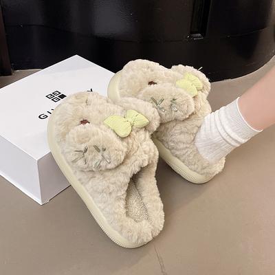 Women's Cartoon Cute Big Size Winter Warm Padded Lining Non-slip Outdoor Shoes Hiking Mountaineering Sports Cotton Slippers