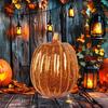 Glass Pumpkin Lights LED Lighted Pumpkin Fall Thanksgiving Table Centerpiece for Bedroom Bathroom Hallway Home Decoration