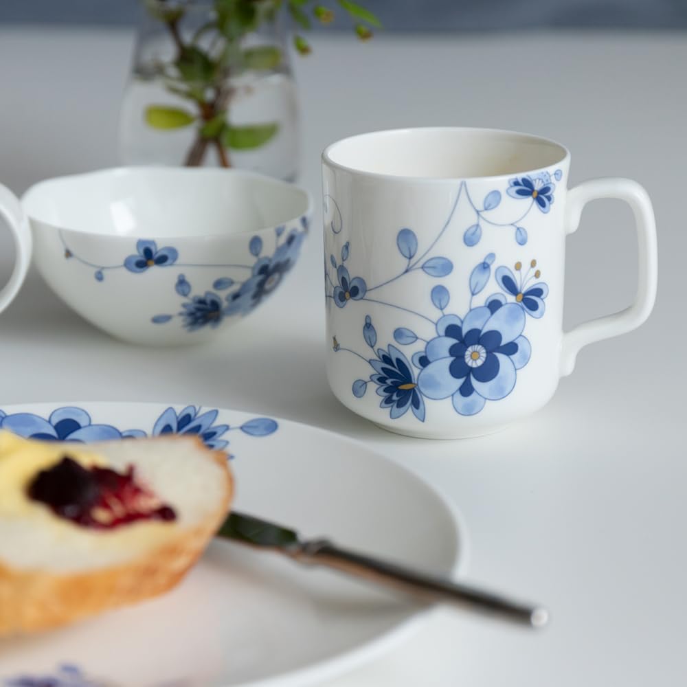 NARUMI Milano Duo Plum Blossom Microwave and Dishwasher Gift Mug, 330cc, Blue, Design, Safe, Boxed, 52442-2956