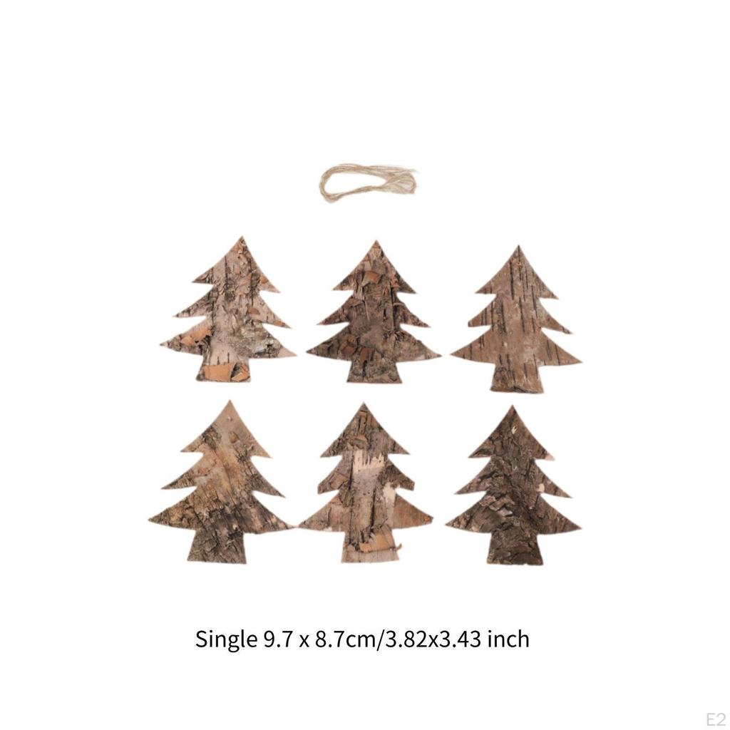 6 Pack Wooden Christmas Hanging Ornaments for Window Living Room Bedroom Farmhouse Decor