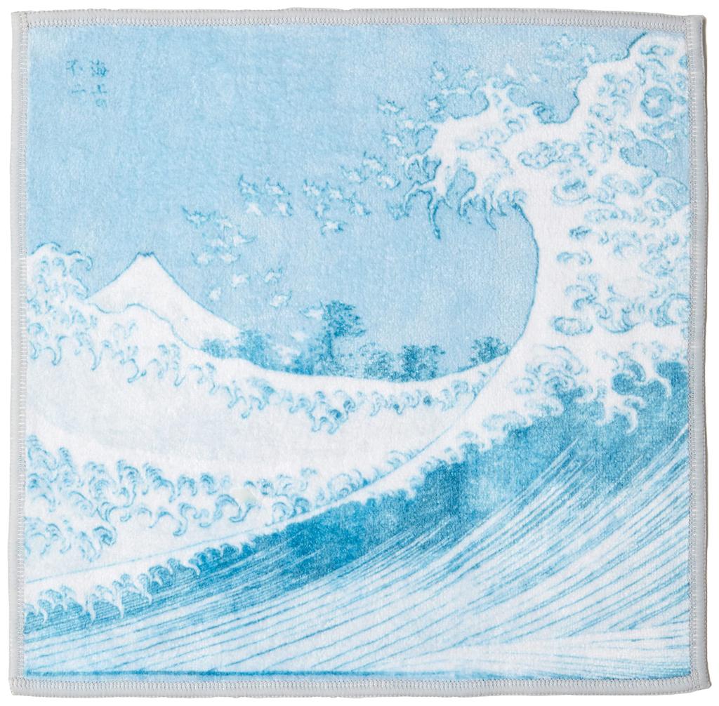 Yamamoto Jin Shoten Japanese Goods Kyoto Accessories Handkerchief for Wiping Glasses and Smartphones Fabric The Great Wave Off Kanagawa 25 X 25cm