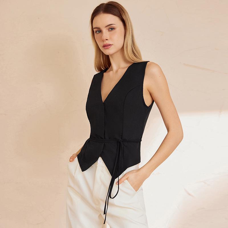 Gilet d'été décontracté pour femmes européennes et américaines - Nouveau style, élégance Old Money, 250272