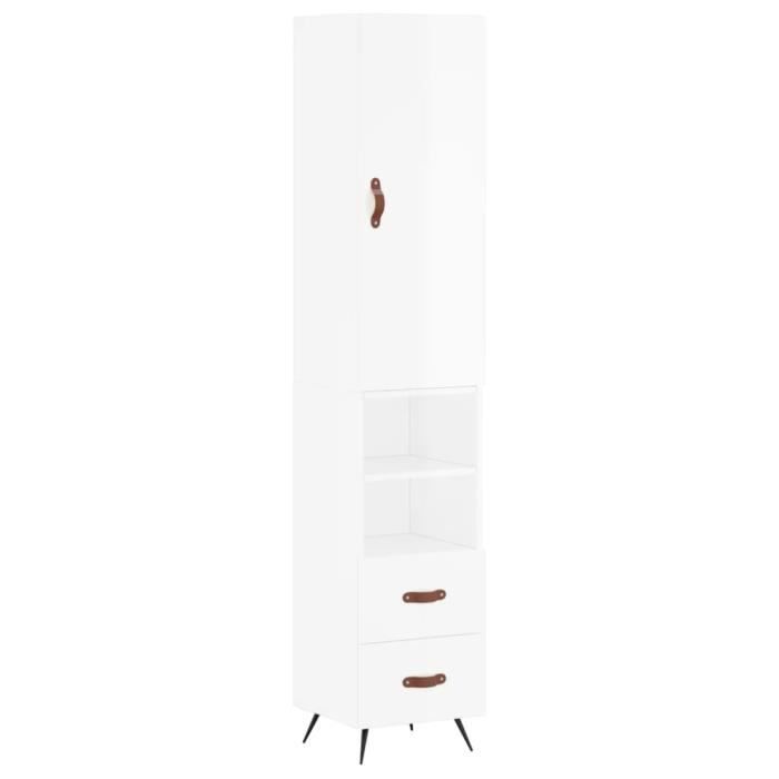 VidaXL Highboard Buffet High Gloss White 34.5x34x180 Cm Engineered Wood 3198891