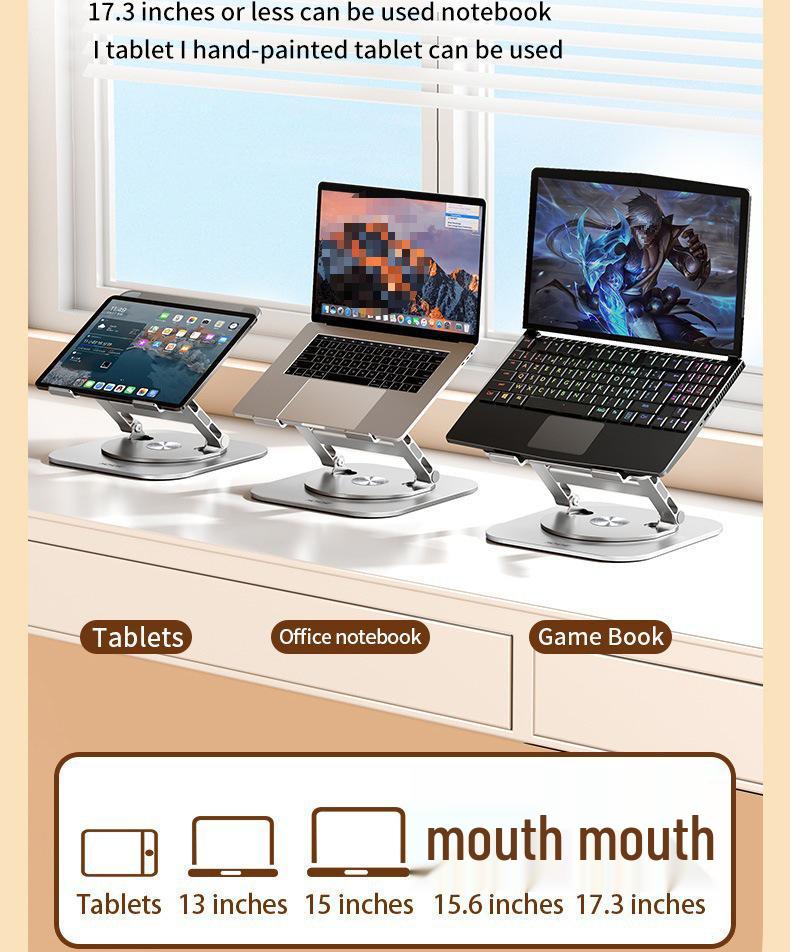 Third Gen Aluminum Alloy Folding, Height-Adjustable, Rotating Laptop Stand