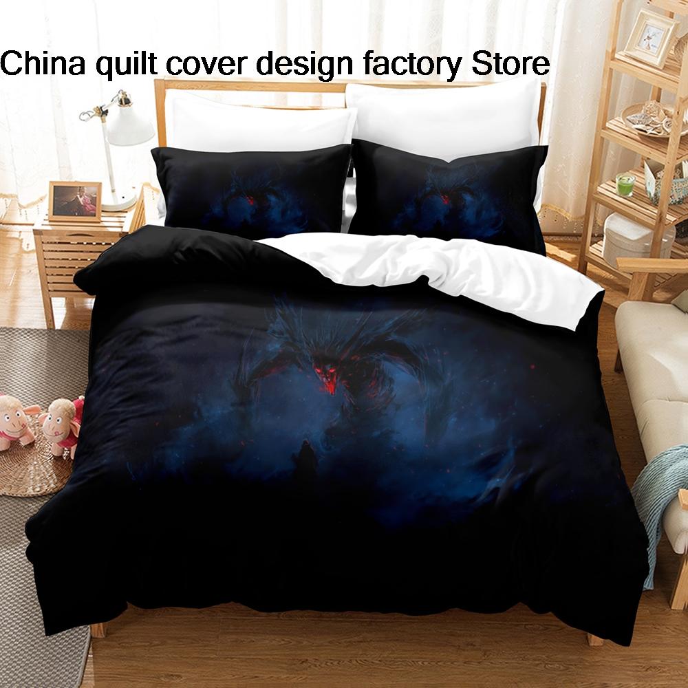 3D Print Terror of Orion Space Monster Bedding Set 3Pcs Sci Fi Alien Duvet Cover Set with Pillowcases for Men Bedroom Decor
