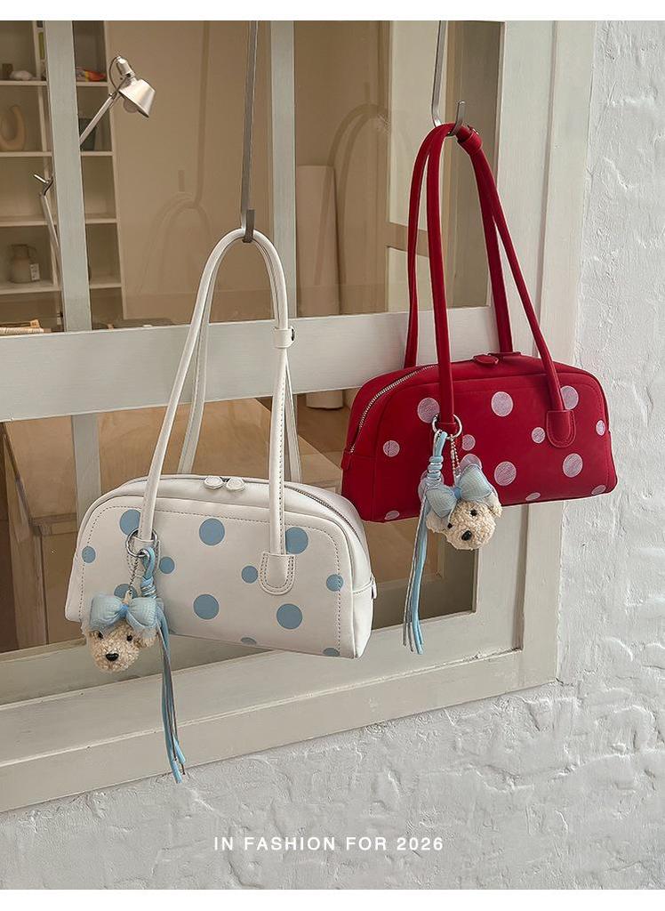 Korean Polka Dot Boston Baguette Pillow Bag - Women's Versatile 2026 Shoulder Bag