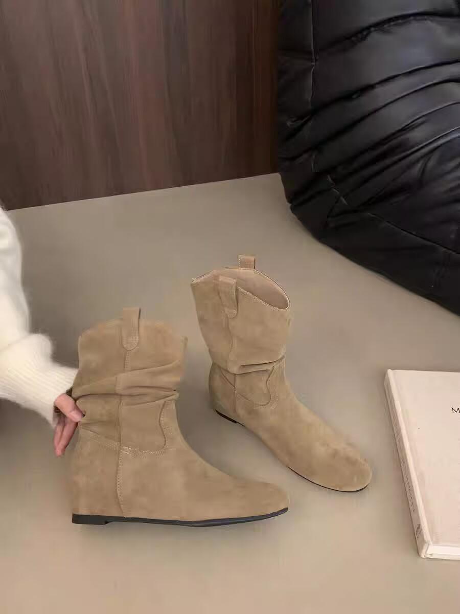 

Elegant Comfortable Women s Shoes Autumn Winter Height-increasing Women s Boots Retro Minimalist Midsole Round Toe Boots 44 39