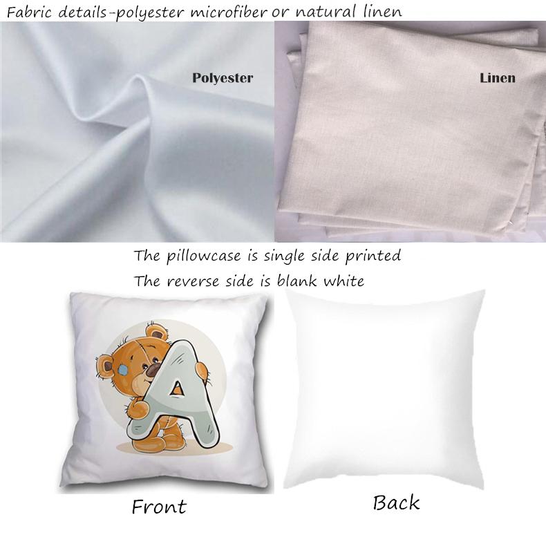 Polyester/Linen Lovely Bear Alphabet Print Cushions Case Cartoon Bears Letters Decor Pillows Case Sofa Livingroom Throw Pillows