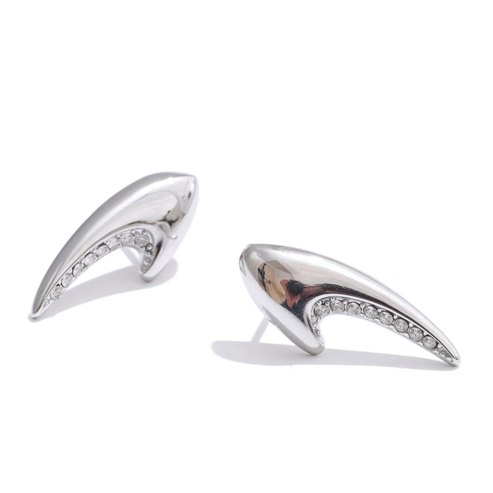 

Yhpup Stylish Unique Stainless Steel Zirconia Geometric Stud Earrings Gold & Platinum Plated Versatile Popular Daily Jewelry