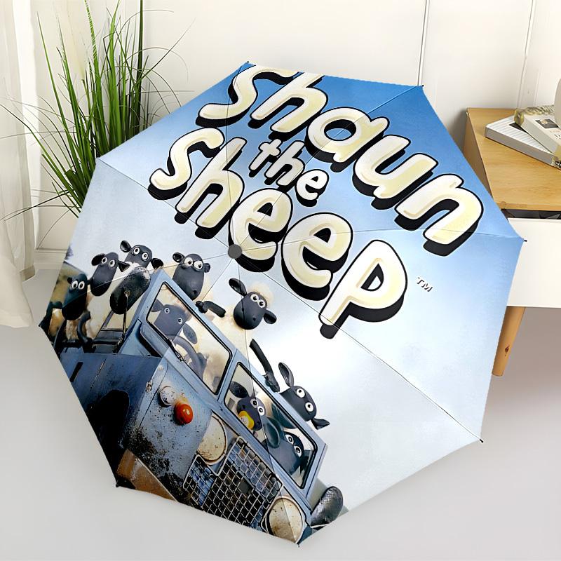 1 Guarda-chuva Dobrável Automático Ovelha Shaun, Design Portátil Dobrável, Acessório Casual para Exterior L1127041