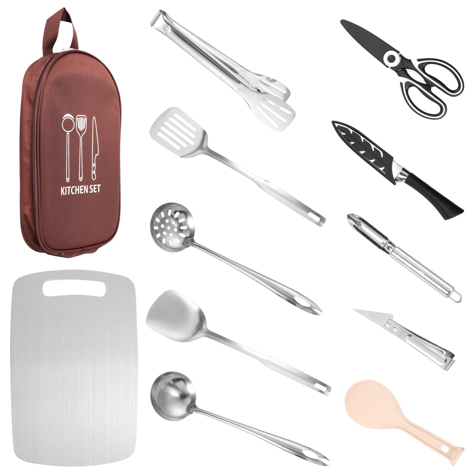 

12Pcs Cooking Utensils Set Portable Camping Kitchen Utensil Set with Storage Bag Rust-proof Cookware for Kitche Outdoor Camp BBQ