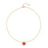 GEMCHIC Women's Four-Leaf Clover Enamel Stainless Steel Necklace with Gold Plating and Rhinestone Pendant