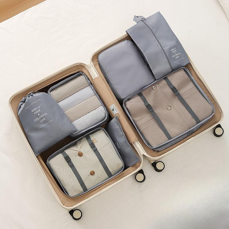 

Набор из 7 дорожных сумок для хранения необходимых вещей, аксессуары для пляжного отдыха, сумки-органайзеры для чемодана серый