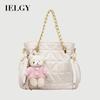Fashionable All-Match Messenger Bag Pink Portable Bucket Bag