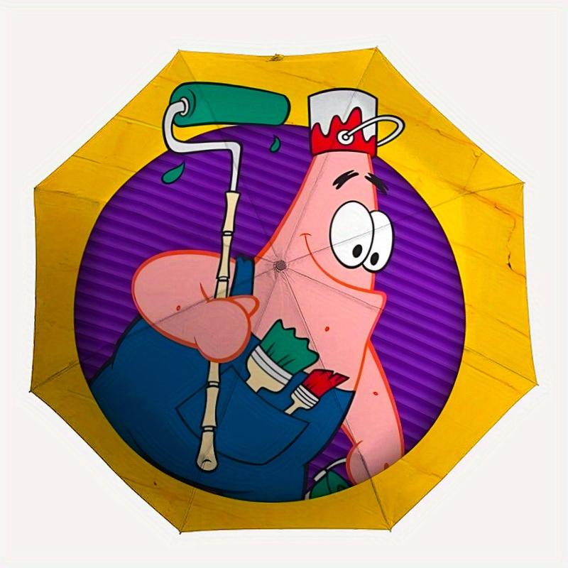 

1pc Patrick Star SpongeBob Self-Folding Umbrella, 8-Bone Compact Travel Umbrella, Durable Plastic And Iron Frame097