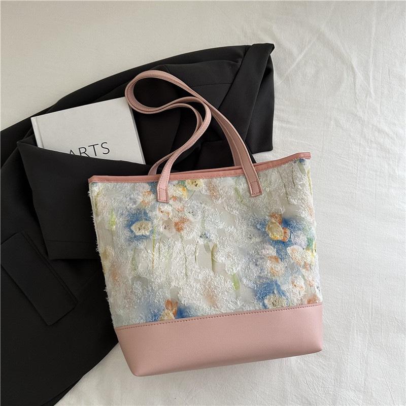 2025 New Chinese Literary and Artistic Ink Painting Small Fresh Female Shoulder Bag Large Capacity Handbag Fairy Tote Bag