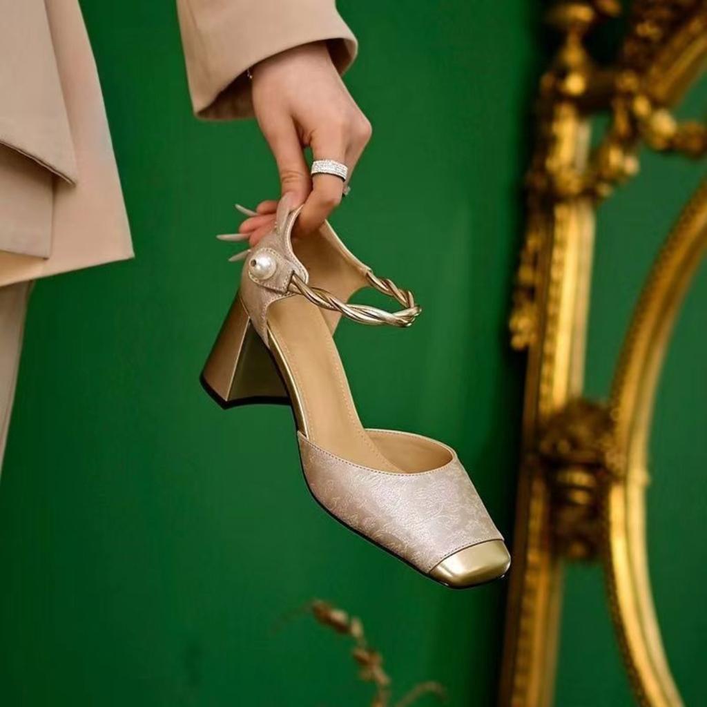 Nuovo Stile Cinese, Scarpe Ricamate, Scarpe su Misura Grezze, da Donna, Nuovo Stile Estivo, Scarpe da Banchetto, Sandali con Tacco Alto