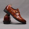 Fashion New Men's Alligator Pattern Monk Strap Loafers Pointed Slip On Business Flats Shoes Designer Homecoming Wedding Dress Footwear