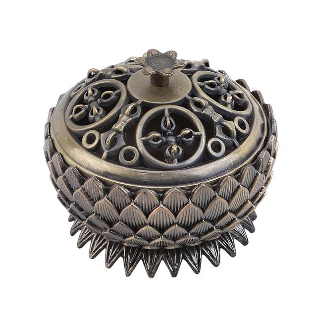 Retro Lotus Incense Holder Burner Charcoal Burning Bowl Vintage Tibetan Copper Buddha Sandalwood Censer Home Office Indoor Decor