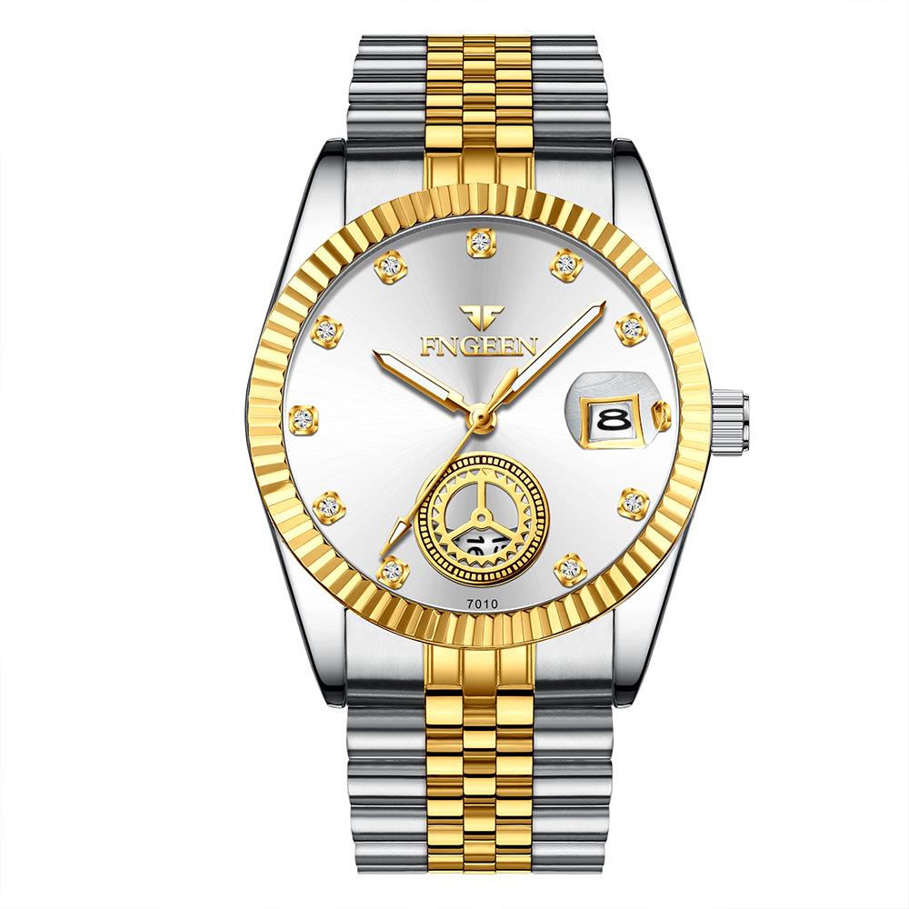 Middle-aged full gold watch non-mechanical old man quartz watch in the elderly father atmospheric waterproof electronic luminous