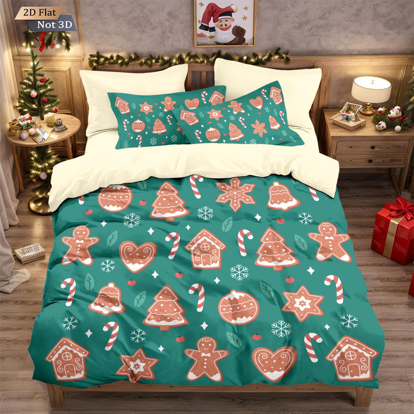 

Кровать 3 предмета Рождественская наволочка Пододеяльник Цифровая печать Трехпредметный домашний текстиль 135x200cm