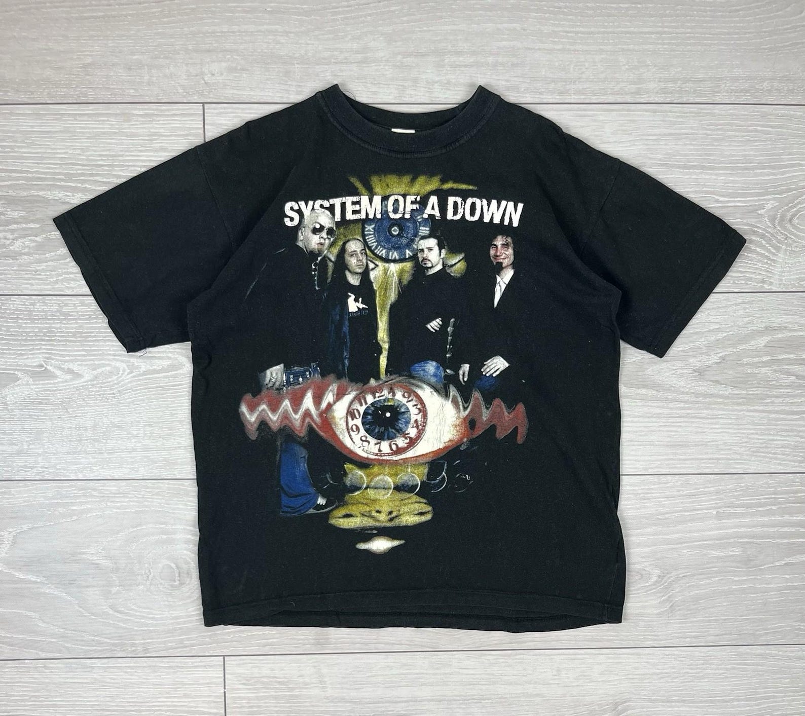System Of A Down Vintage 90s Black Band Tee All Print T-Shirt 4XL