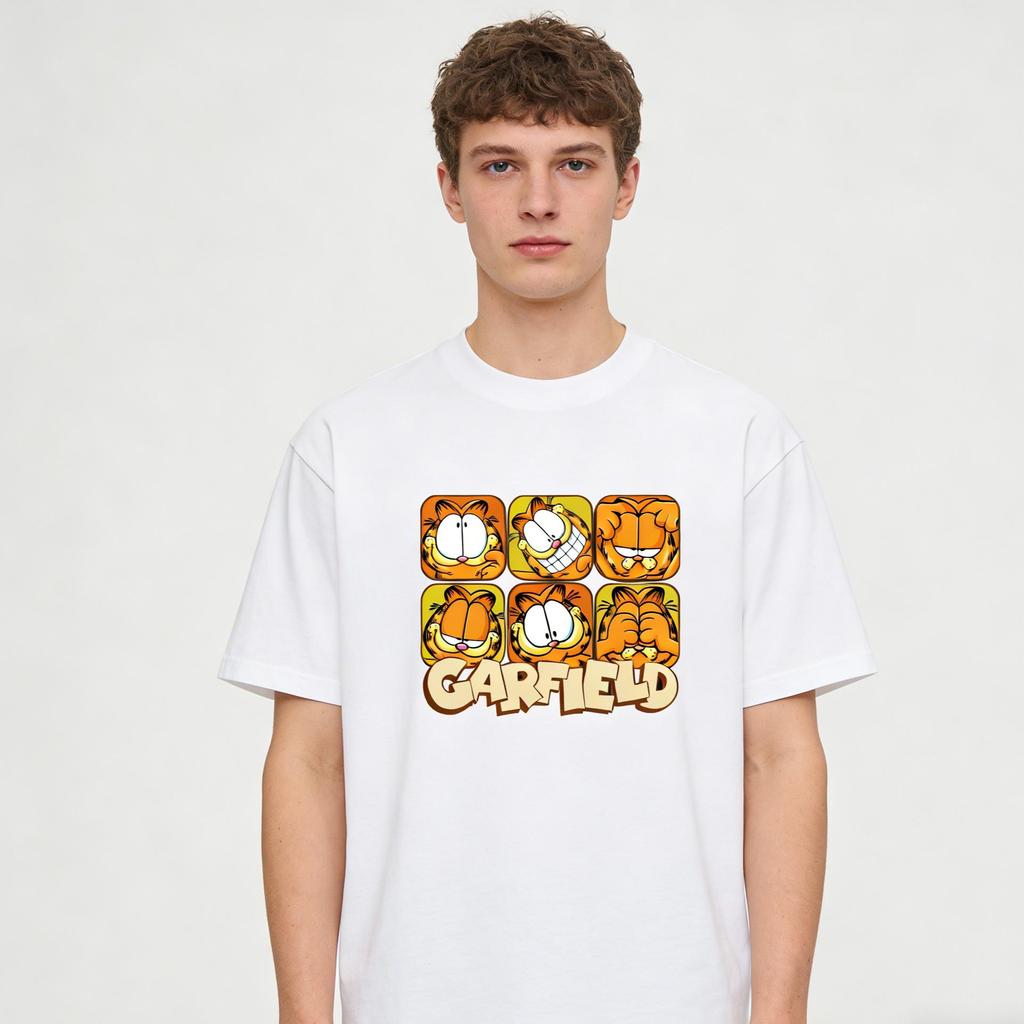 Garfield Meme Trendy T-Shirt! American Retro Loose-Fitting Short Sleeve, Unisex, Oversize Couple Tee
