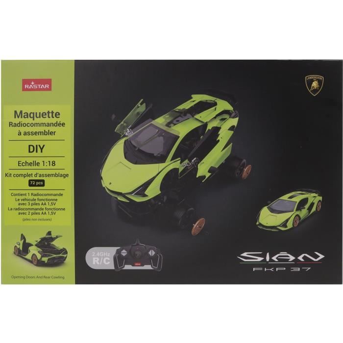 Remote Control Car - TURBO CHALLENGE - Lamborghini Sian - 1/18 - Green - 85 Pieces To Assemble