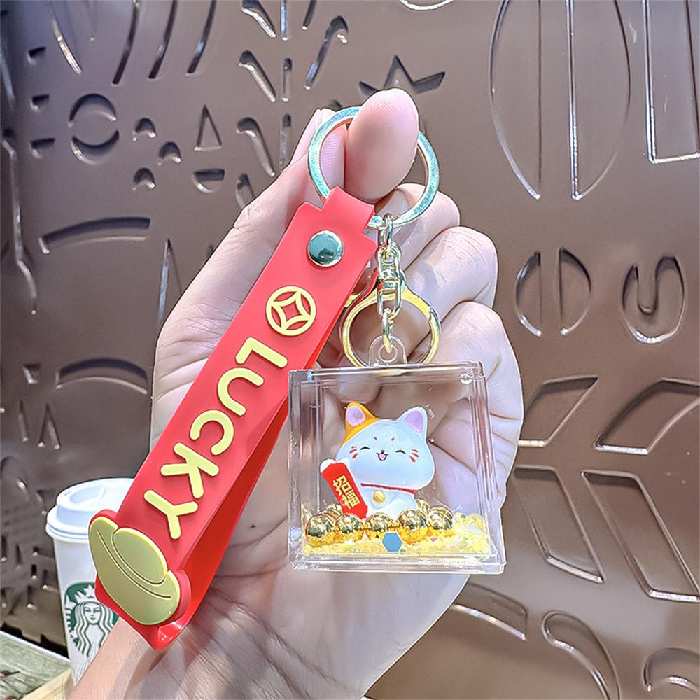 Maneki Neko Keychain Mini Lucky Cat Stress Relief Gift School Bag Charm Car Decor Cute Fashion Keychain