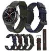 For Samsung Gear S3 Classic/S3 Frontier/Galaxy Watch 46mm Canvas+Genuine Leather Watch Band Nylon Sports Wrist Strap