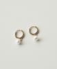Alleun Silver 925 Freshwater Pearl One-Touch Ring Earrings Bold