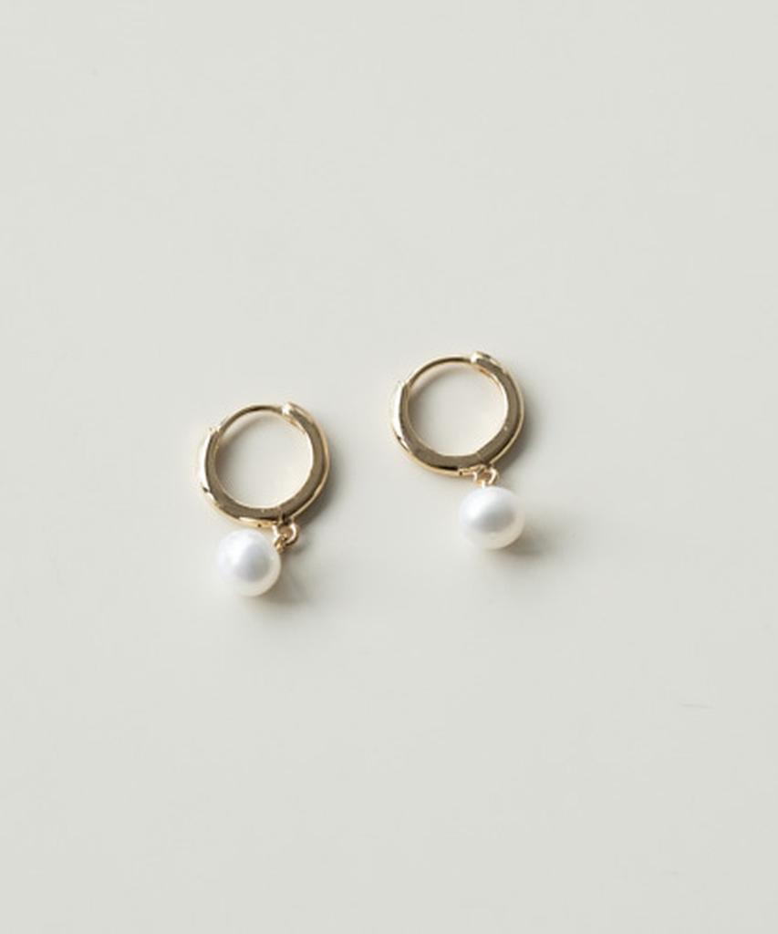 Alleun Silver 925 Freshwater Pearl One-Touch Ring Earrings Bold