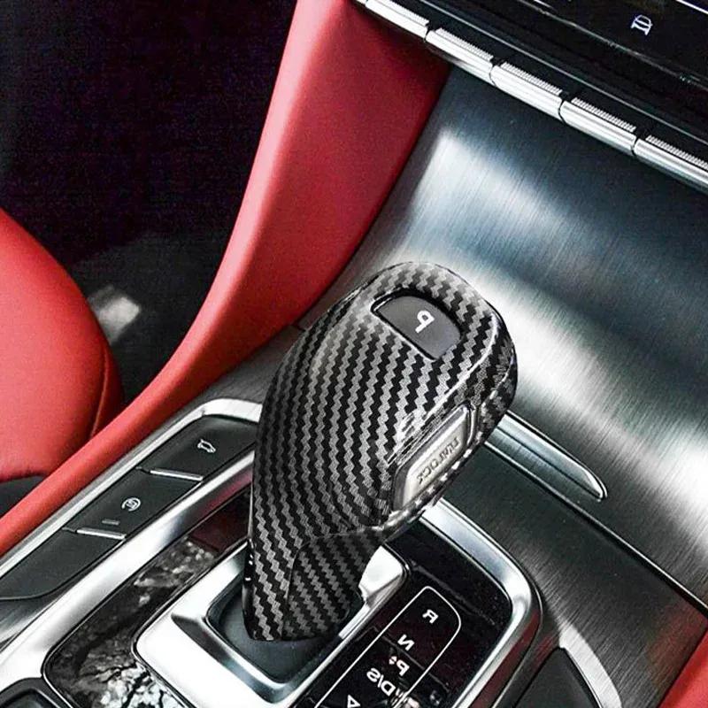 For MG HS RHD 2018      2024 ABS Carbon Fiber Gear Head Shift Knob Frame Cover Trims Car Styling Accessories