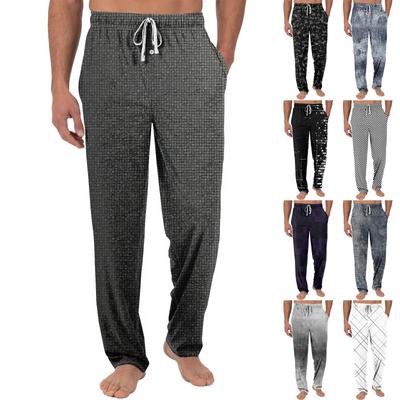 Calças casuais de bolso estampadas da moda de malha masculina Calças de pijama