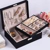 Large Capacity Jewelry Organizer Double Layer Jewelry Display Holder Pu Leather Jewelry Box  Travel