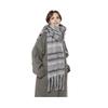 Winter Scarf Cashmere Feel Plush Scarf with Tassel Decoration Thickened Warm Plaid Pattern Winter Long Scarf
