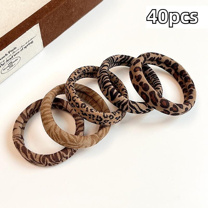 30/40/50pcs Bohemian Leopard Print Hair Ties - Animal Print Elastic Hair Accessories, Suitable for Women,Soft and Durable