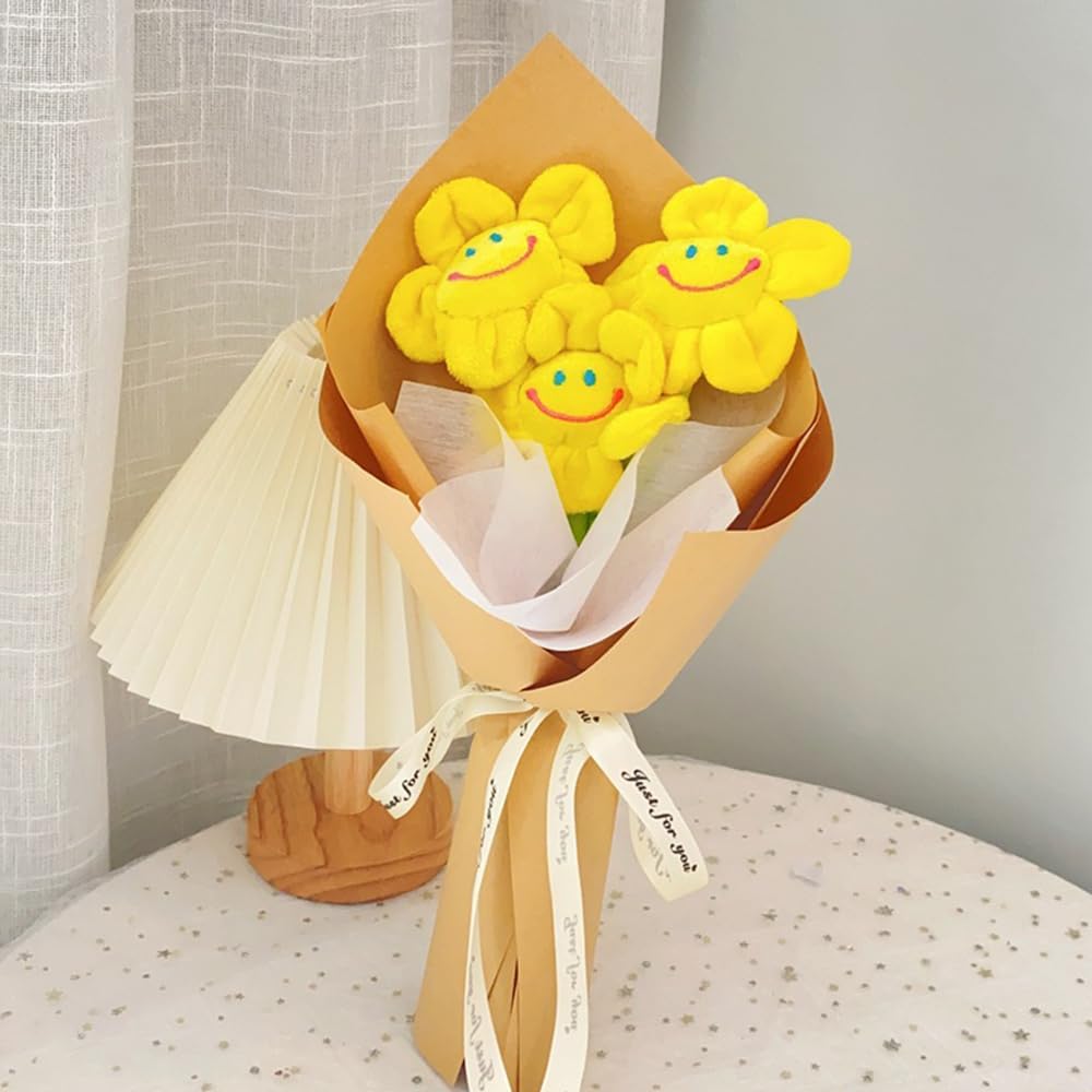 Smile Flower Plush Bouquet, Never-fading Flowers, Sunflowers, Korean, Plush Bouquet Gift, Kindergarten Entrance, Graduation, Mother's Day Gift,