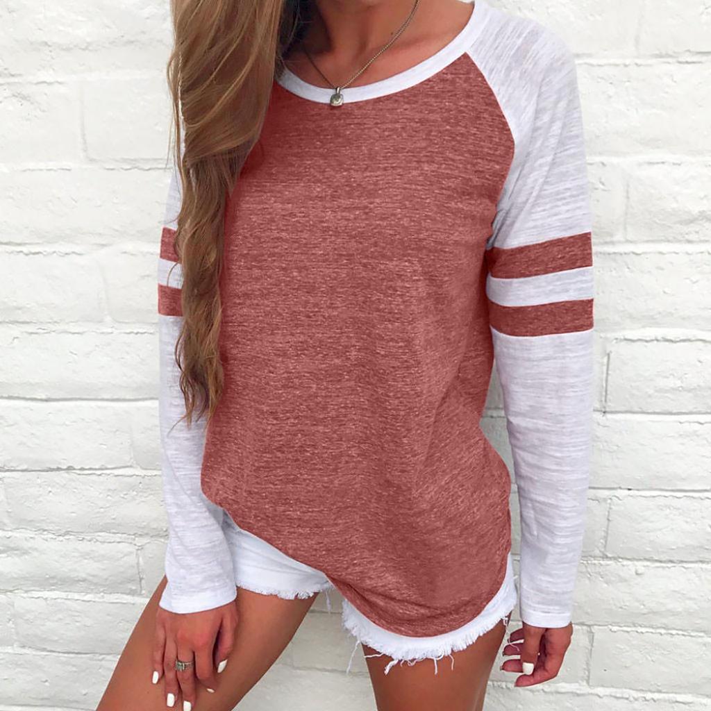 Women's /Winter Fashion Long Sleeve Splice Blouse Tops Clothes T Shirt