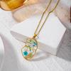 Romantic Artistic Face Flower Pendant Necklace for Women  Stainless Steel Chain Unique Design Summer Party Jewelry Gift