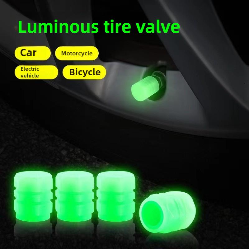 4 STÜCKE Leuchtende Ventilkappe Auto Reifenventilkernabdeckung Motorrad Elektrofahrrad Luftdüsenabdeckung