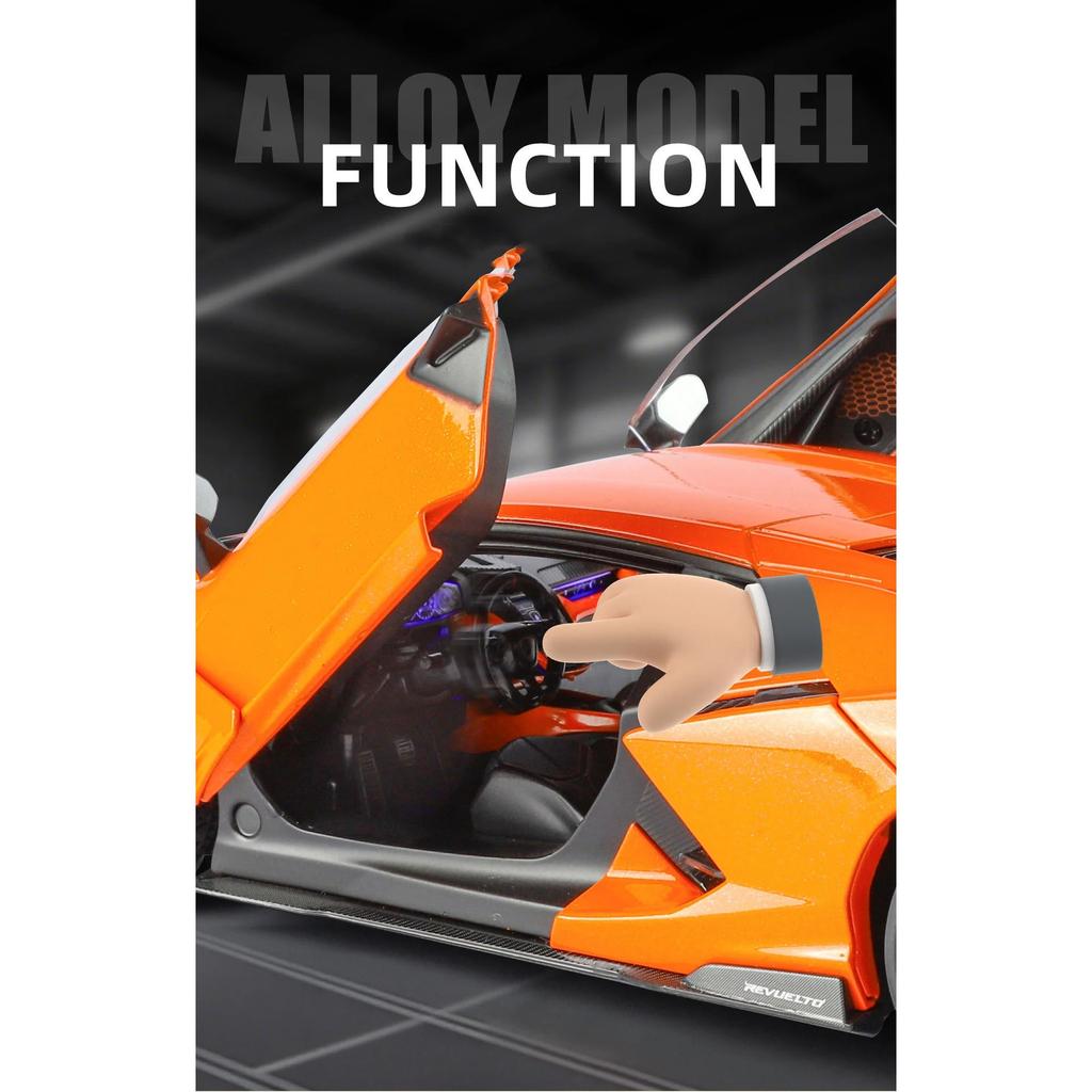 1/18 Lamborghini Revuelto Superca Alloy Model Car Toy Diecasts Metal Casting Sound and Light Car Toy for Children Vehicle