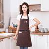 Kitchen Oil Resistant Apron Striped Zippered Linen-Cotton Apron With Straps Breathable Apron Women'S Dirt Resistant Work Clothes