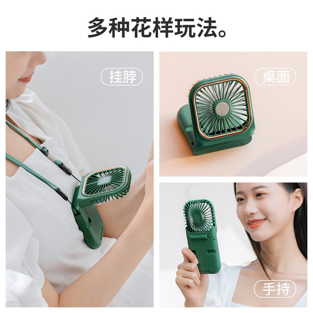 Neck-Hanging Foldable Plastic Mini Fan Handheld USB Power Bank Brushless Motor Household Desktop Lazy-Style