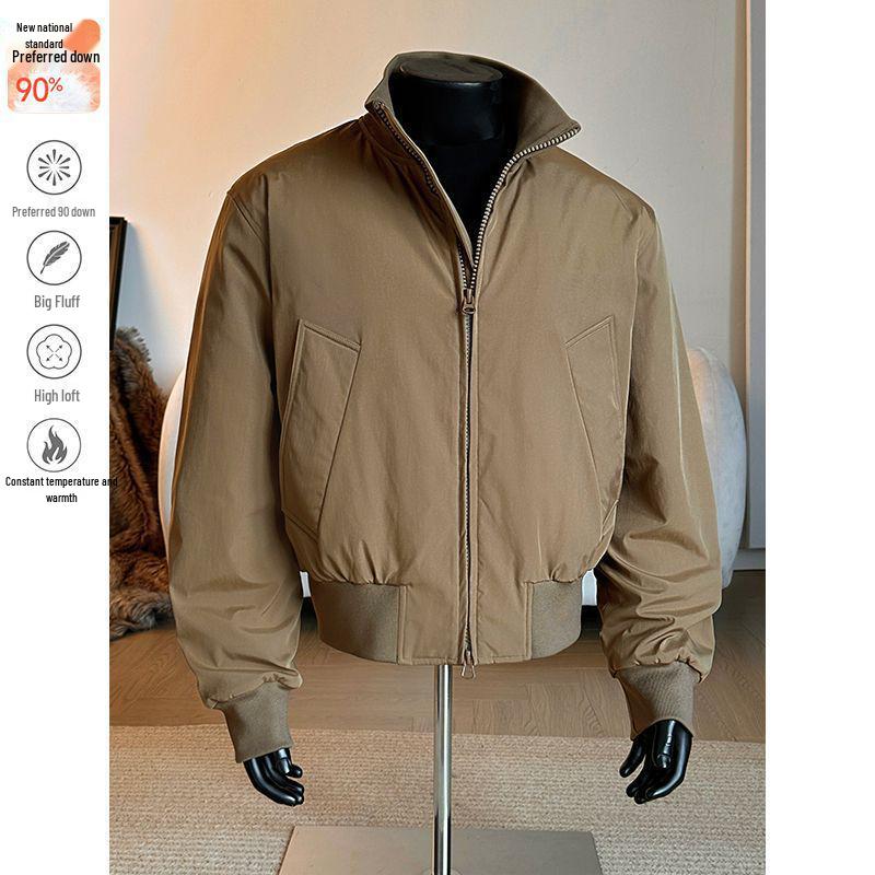 Men s Winter American Style Stand Collar Bomber Jacket 3XL (165-185 Jin) кофейный