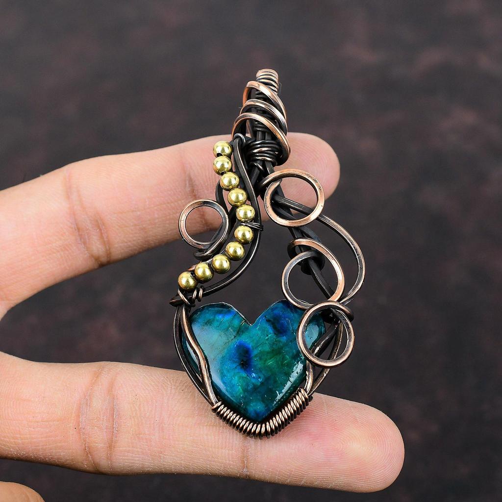 Pandantiv cu labradorit neon flash, înfășurat în sârmă de cupru, pandantiv cu piatră prețioasă, lucrat manual, cel mai recent design, pandantiv din cupru, bijuterii pentru cadou, pandantiv elegant